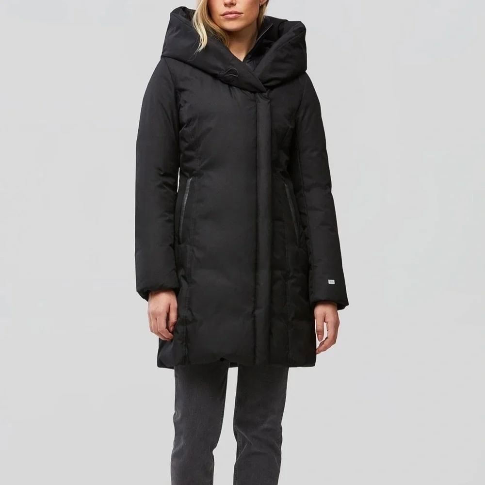 Soia & KYO CAMIELA Slim Fit Brushed Down Coat With Leather Trim - Picture 2 of 16